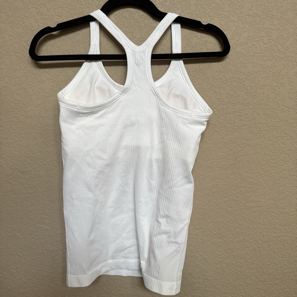 Lululemon Ribbed Racerback Tank w/ Built-In Bra – White | Size 4 - Picture 2 of 3